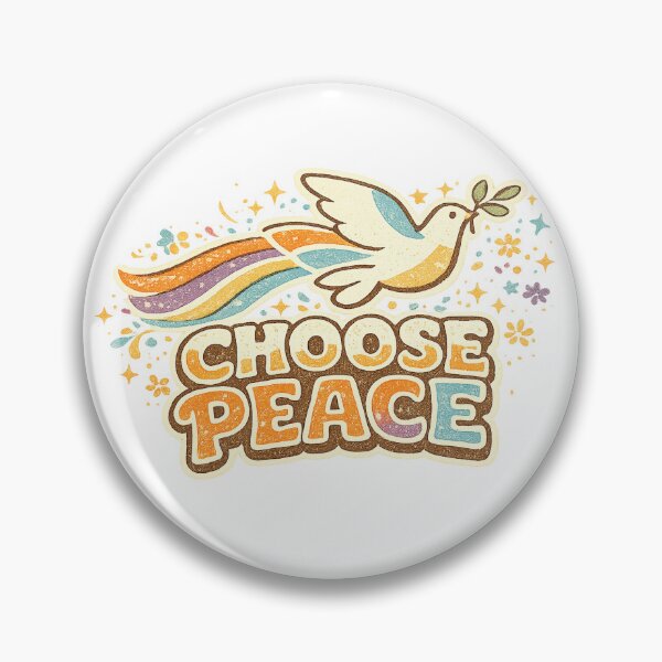 Item preview, Choose Peace Retro Dove Olive Branch Positive Peace Quote Design designed and sold by inkoutninja.