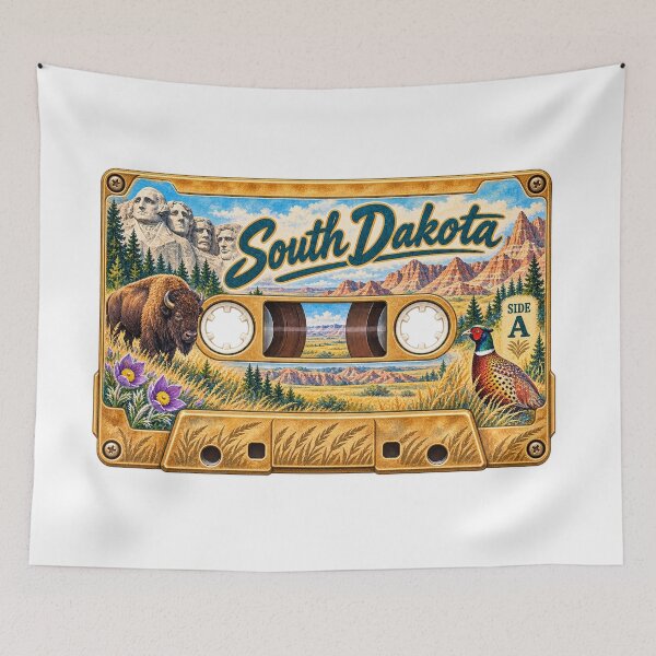 Item preview, South Dakota Retro Cassette Tape designed and sold by Whimspired By Paxx.