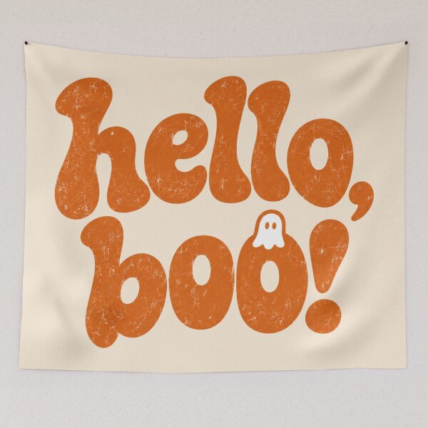 Item preview, Hello Boo Retro Wavy Ghost Halloween Typography designed and sold by Yellowriversss.