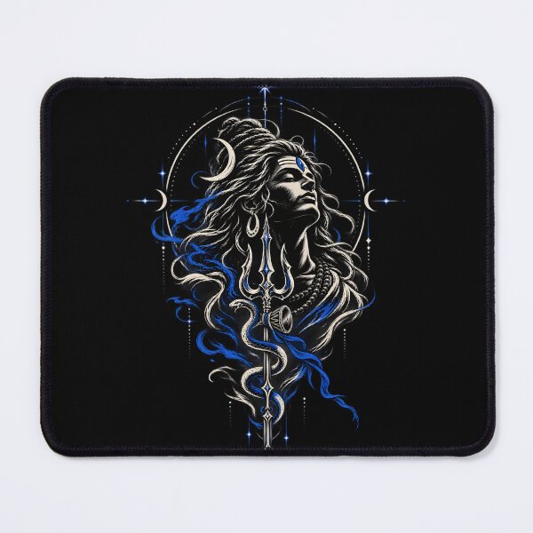 Item preview, Lord Shiva Trident Blue Hindu Mythology Spiritual Art designed and sold by QubekShop.