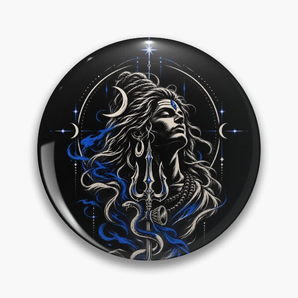 Item preview, Lord Shiva Trident Blue Hindu Mythology Spiritual Art designed and sold by QubekShop.