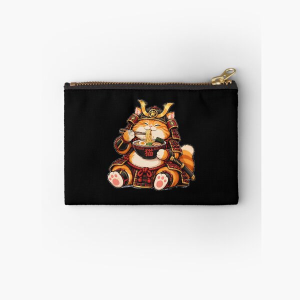 Item preview, Fat Orange Cat Samurai Eating Ramen Noodles designed and sold by ValhallaHub.