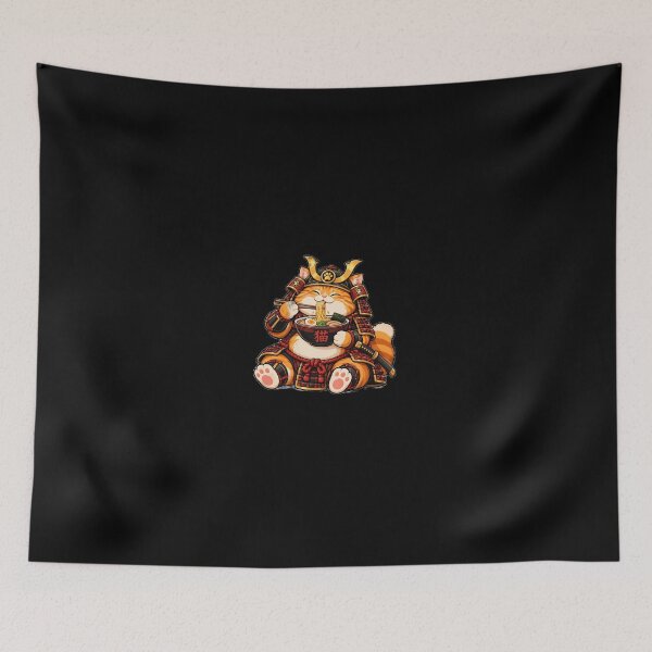Item preview, Fat Orange Cat Samurai Eating Ramen Noodles designed and sold by ValhallaHub.