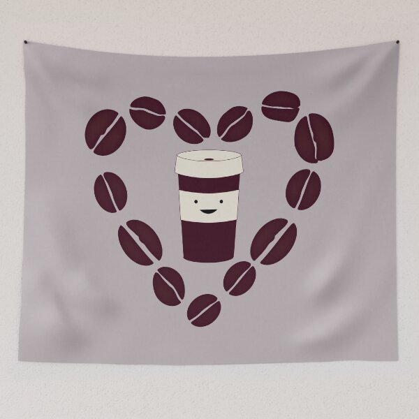 Item preview, Cute Coffee Cup in a  Coffee Bean Heart designed and sold by Hedgie Designs.