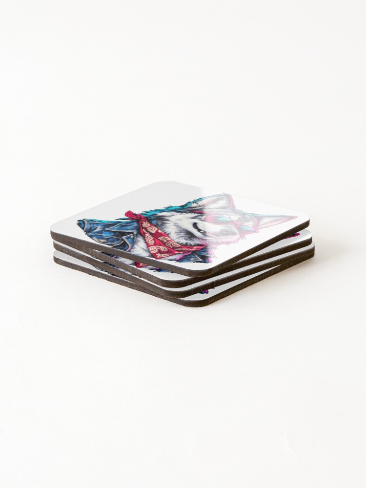 Thumbnail 4 of 5, Coasters (Set of 4), Neon Wolf designed and sold by GSide.