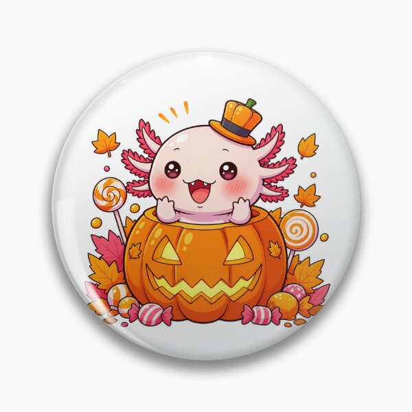 Item preview, Cute Halloween Pumpkin Axolotl designed and sold by IndiVibe.