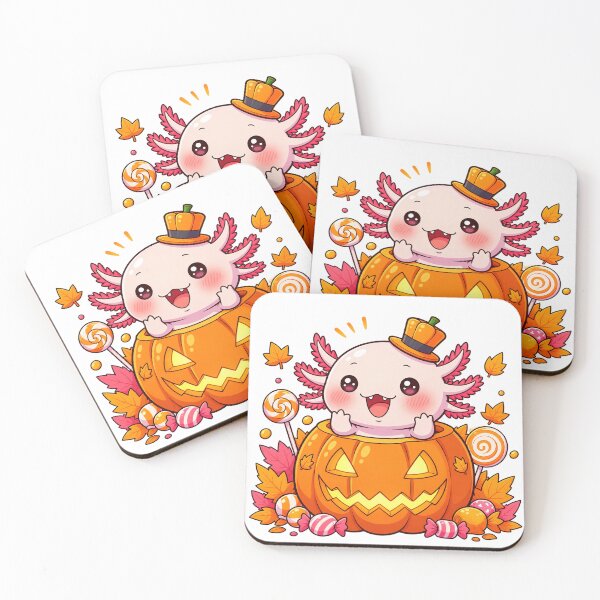 Item preview, Cute Halloween Pumpkin Axolotl designed and sold by IndiVibe.