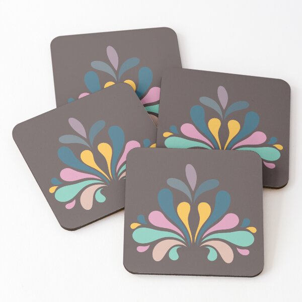 Item preview, ​Vintage Floral Teardrop Burst Motif Charcoal Grey Pattern designed and sold by ​Jyoti Digital Artist.