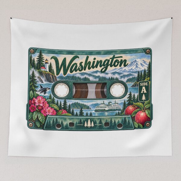 Item preview, Washington Retro Cassette Tape designed and sold by Whimspired By Paxx.