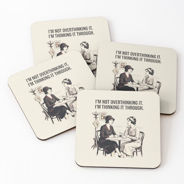 Item preview, Overthinking Vintage Women 1920s Cafe Humor designed and sold by SplashTastic.