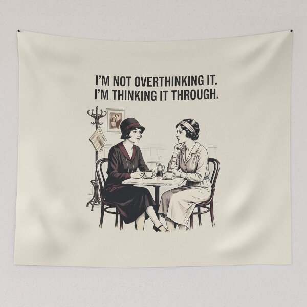 Item preview, Overthinking Vintage Women 1920s Cafe Humor designed and sold by SplashTastic.