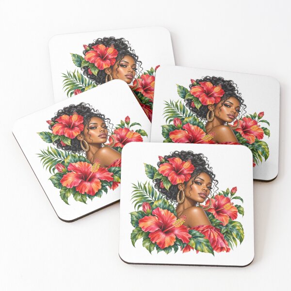 Item preview, Tropical Hibiscus Afro Woman Art designed and sold by GoyalShop007.