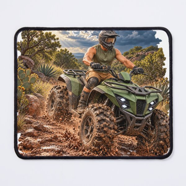 Item preview, ATV Arriving Stormy Desert Scrubland Trail designed and sold by Slow Draw.
