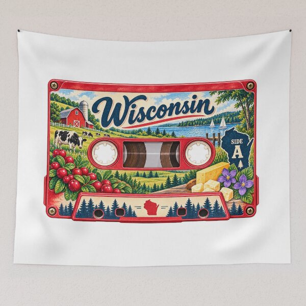 Item preview, Wisconsin Retro Cassette Tape designed and sold by Whimspired By Paxx.