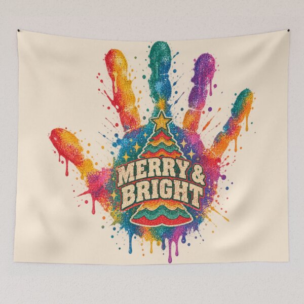 Item preview, Merry Bright Rainbow Handprint Christmas Tree Glitter designed and sold by Yellowriversss.