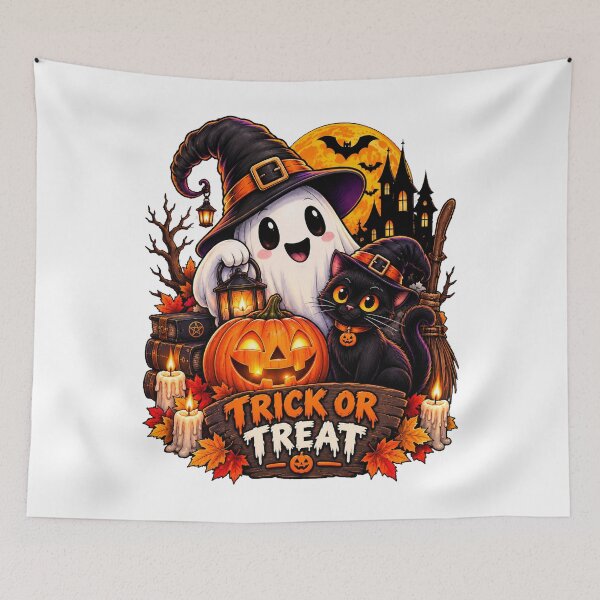 Item preview, Cute Halloween Ghost Black Cat Trick or Treat designed and sold by grand-shop1.