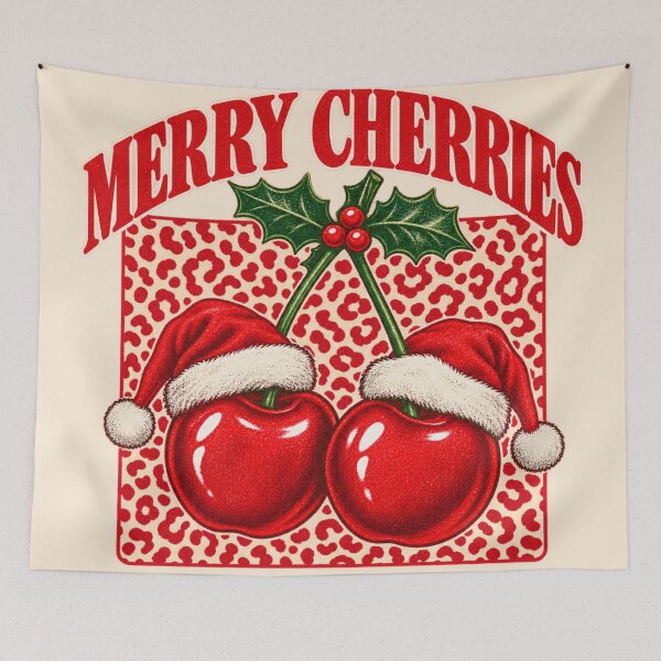 Item preview, Merry Cherries Santa Hat Leopard Christmas Graphic designed and sold by Yellowriversss.