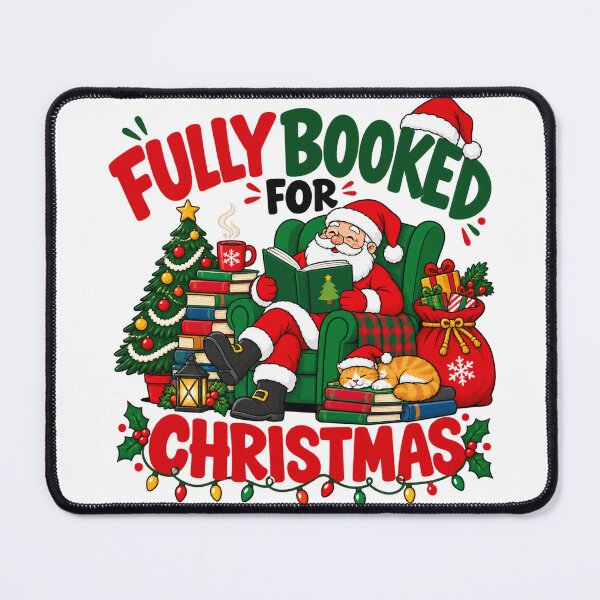 Item preview, Fully Booked for Christmas Cozy Holiday Books Shirt, Santa Reading Book designed and sold by teesterra.