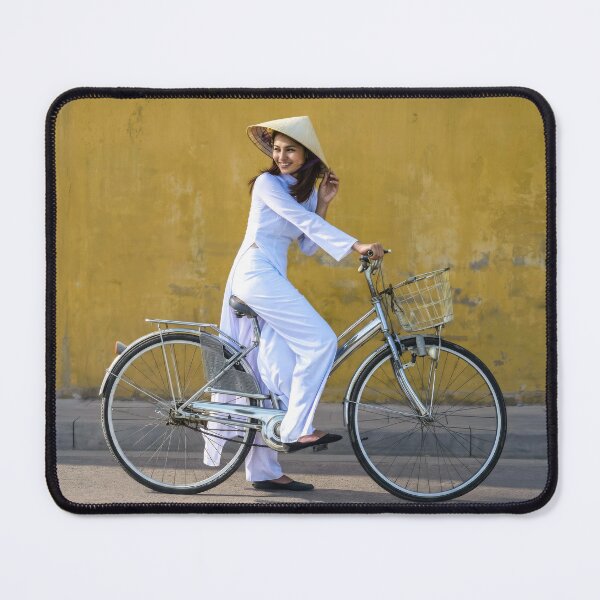 Item preview, Vietnamese Girl in White Ao Dai on Bicycle designed and sold by artisfun333.