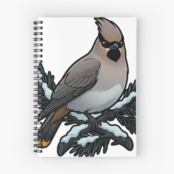 Item preview, Krampus Bohemian Waxwing with a Frozen Pine Bough — Gothic Christmas Familiar designed and sold by IllumeInk.