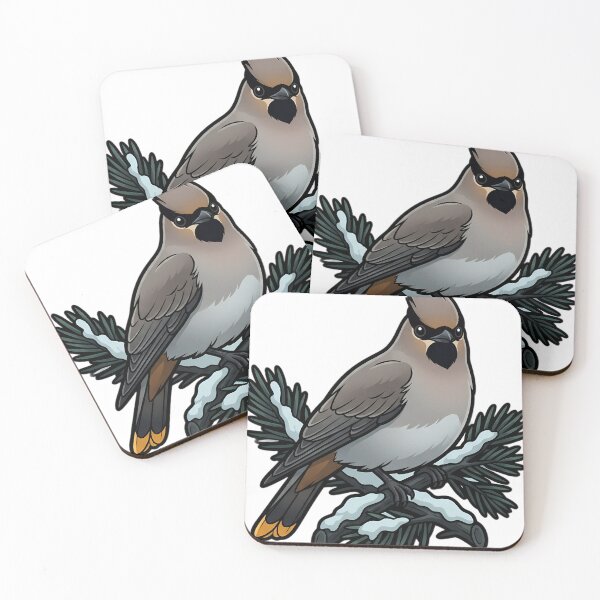 Item preview, Krampus Bohemian Waxwing with a Frozen Pine Bough — Gothic Christmas Familiar designed and sold by IllumeInk.