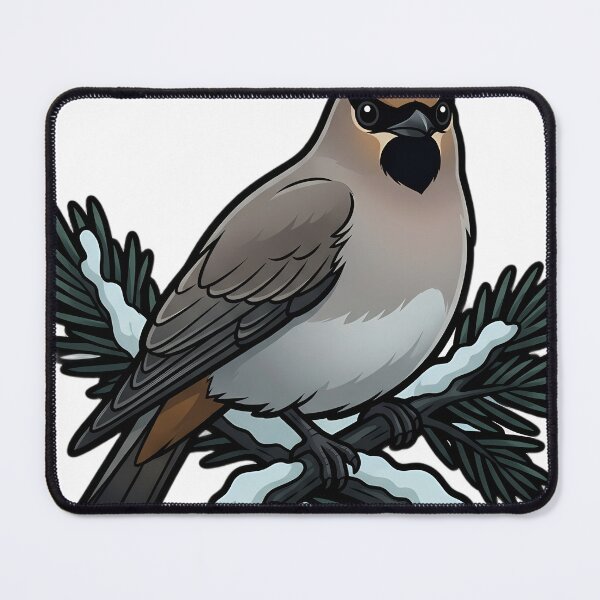 Item preview, Krampus Bohemian Waxwing with a Frozen Pine Bough — Gothic Christmas Familiar designed and sold by IllumeInk.