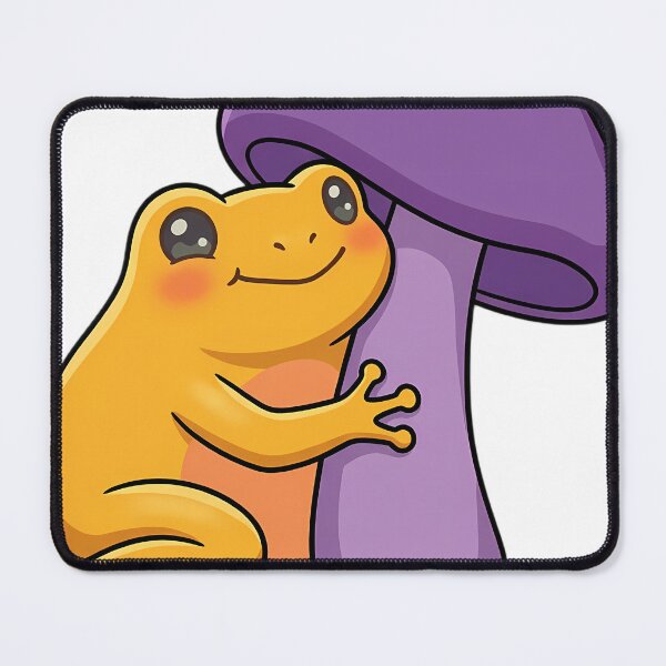 Item preview, Cute Golden Poison Frog Hugging an Indigo Milk Cap Mushroom designed and sold by pumsquare.