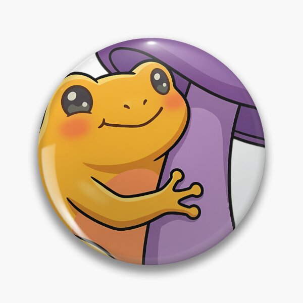 Item preview, Cute Golden Poison Frog Hugging an Indigo Milk Cap Mushroom designed and sold by pumsquare.