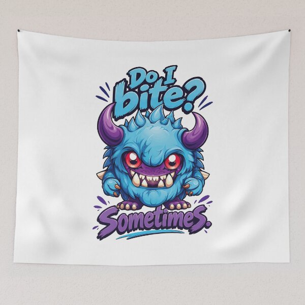 Item preview, Do I Bite? Sometimes – Cute Blue Monster Design designed and sold by digijob.