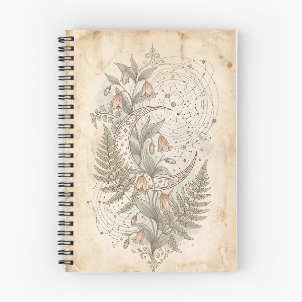 Item preview, Celestial Fairy Bell and Moon - Vintage Botanical Symbol Notebook designed and sold by MissoStudio.