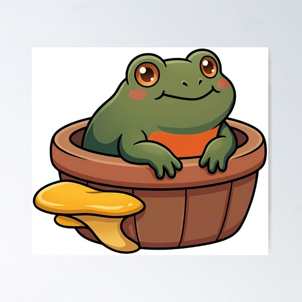 Item preview, Cute African Clawed Frog in a Terracotta Pot with King Bolete Mushroom designed and sold by pumsquare.