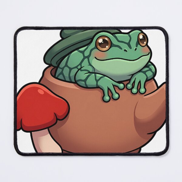 Item preview, Cute Tessellated Tree Frog in a Round Teapot with Scarlet Waxcap Mushroom designed and sold by pumsquare.
