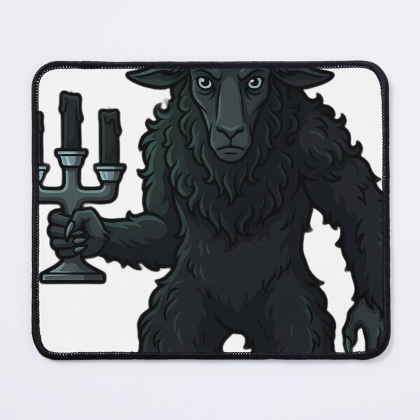 Item preview, Krampus Horned Yuletide Guardian with Three Unlit Black Candles — Dark Christmas Folklore designed and sold by IllumeInk.