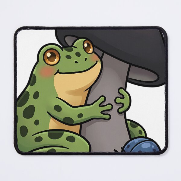Item preview, Cute Leopard Frog Hugging Charcoal Burner Mushroom with a Little Mushroom Beetle designed and sold by pumsquare.