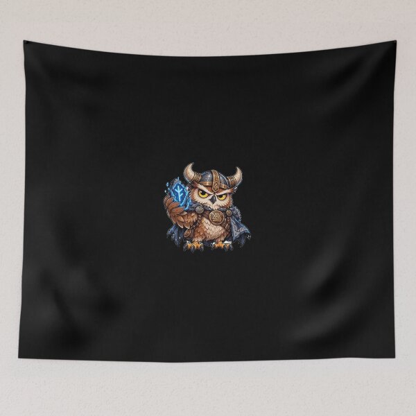 Item preview, Grumpy Viking Owl Glowing Magic Rune designed and sold by ValhallaHub.