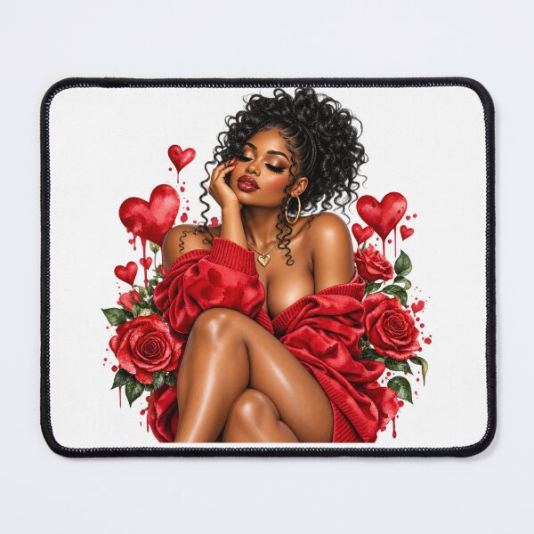 Item preview, Afro Woman Red Roses Valentine's Floral Art designed and sold by GoyalShop007.