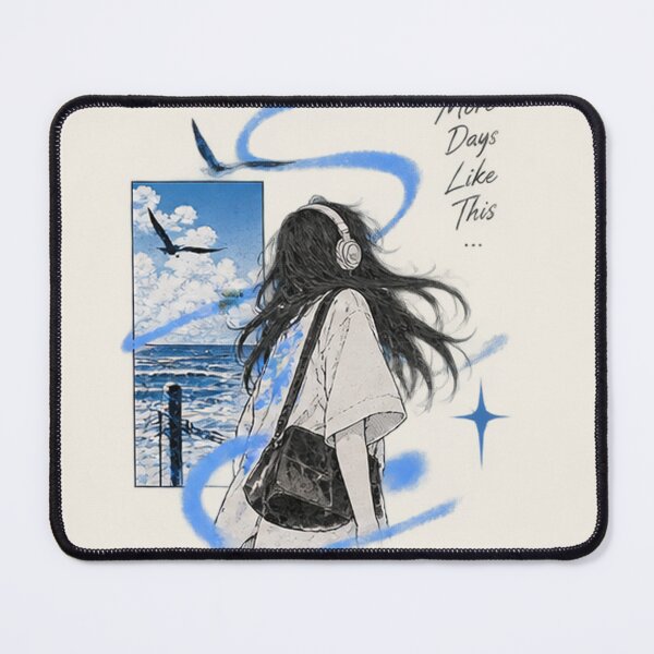 Item preview, Anime Girl Seaside Sketch Blue Color Wash designed and sold by Bawwe.