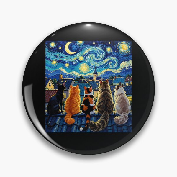 Item preview, Cats Starry Night Van Gogh Vintage  designed and sold by ellapaintcoast.