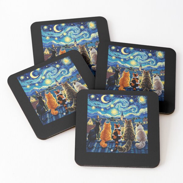 Item preview, Cats Starry Night Van Gogh Vintage  designed and sold by ellapaintcoast.