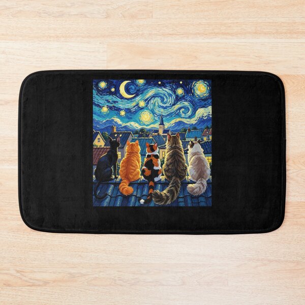 Item preview, Cats Starry Night Van Gogh Vintage  designed and sold by ellapaintcoast.