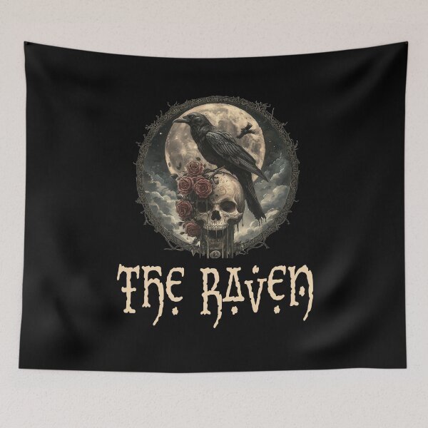 Item preview, Gothic Raven Skull T‑Shirt – Dark Occult Art, Roses & Moon Design designed and sold by Go Easy Apparel.