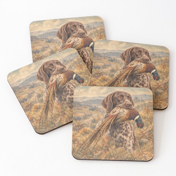 Item preview, German Shorthaired Pointer with Pheasant , Vintage Hunting Dog Art designed and sold by TammyHunterArt.
