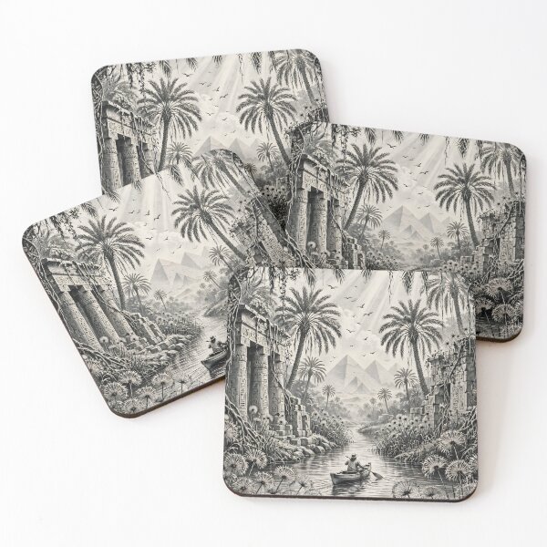 Item preview, Vintage Egypt Giza Pyramids Nile River Pencil Art designed and sold by TAOptimus .