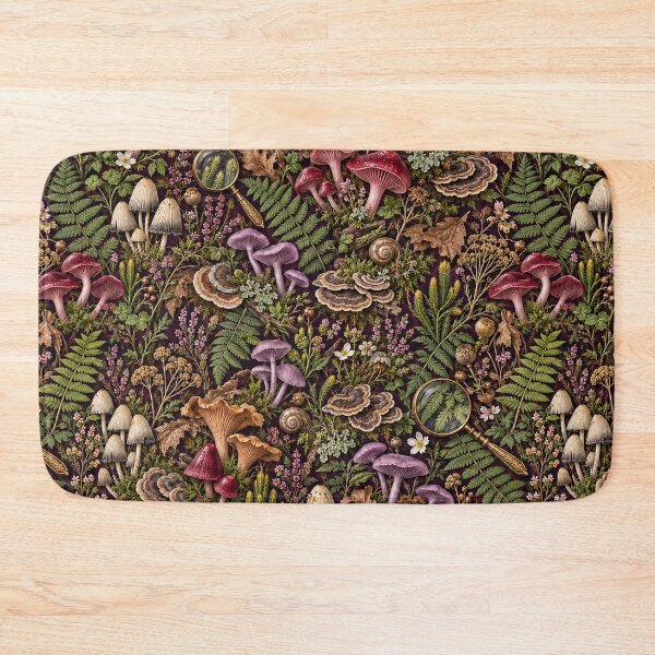 Item preview, Dark Academia Mushroom Pattern - Seamless Midnight Mycology Cabinet designed and sold by Lichtisign.