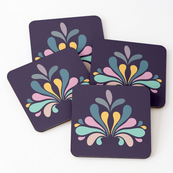 Item preview, ​Retro Colorful Mid Century Teardrop Motif Dark Purple Pattern designed and sold by ​Jyoti Digital Artist.