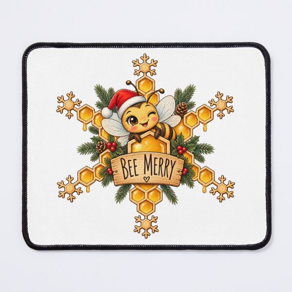 Artikelvorschau, Cute Bee Merry Christmas Honeycomb entworfen und verkauft von CoolContent Factory.