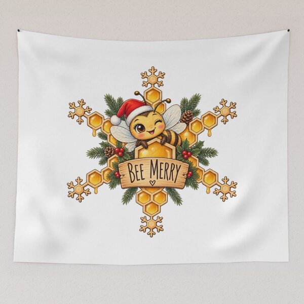 Artikelvorschau, Cute Bee Merry Christmas Honeycomb entworfen und verkauft von CoolContent Factory.