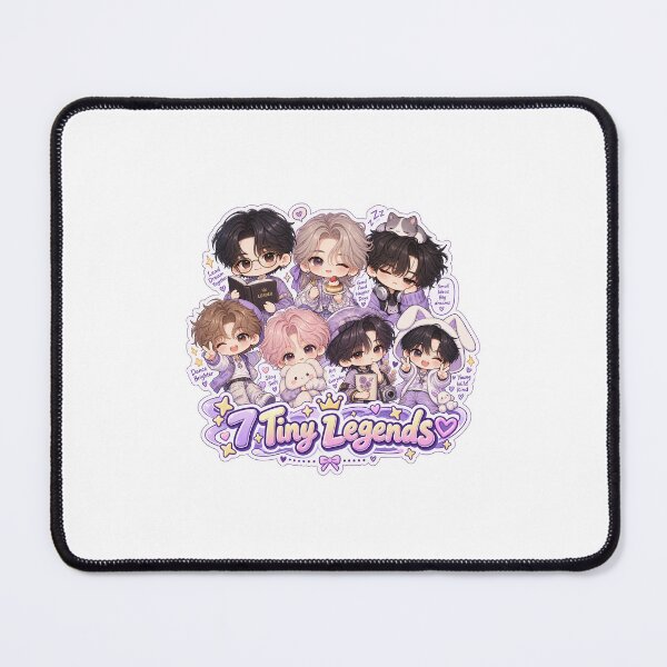 Item preview, Seven Member Kpop Chibi Group Sticker | BTS Inspired Mini Anime Fan Art | Cute Purple Sticker designed and sold by CutePrintCorner.