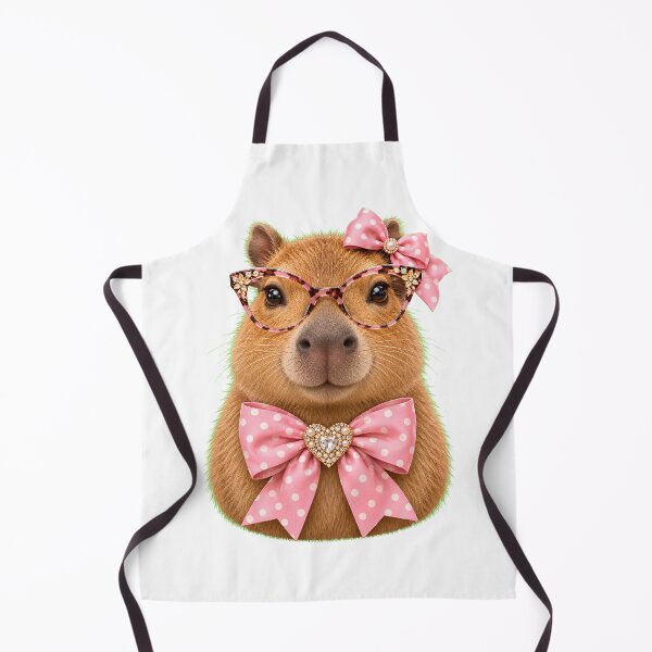 Item preview, Cute Coquette Capybara with Pink Polka Dot Bows & Glasses designed and sold by BumbleBloom7.