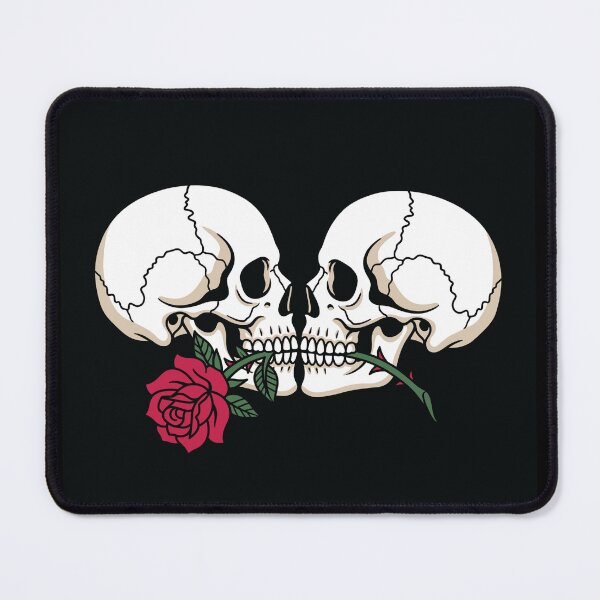 Item preview, Kissing Skulls Red Rose Gothic Love Art designed and sold by digizonebydas.